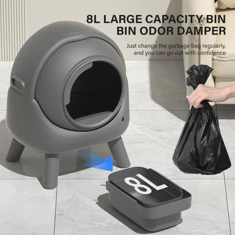 Litière Automatique Connectée – Roller Gris 65L | Contrôle via App