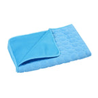 Tapis rafraîchissant chat et chien, bleu, motif hexagonal et rabat en micro-texture