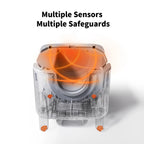 Boîte à litière automatique transparente, mécanisme intérieur avec éclairage orange