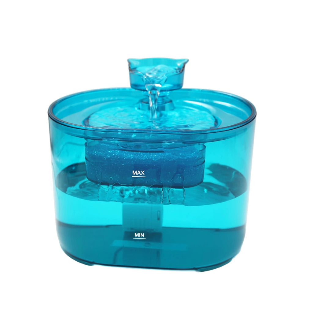 Fontaine à eau pour chat réservoir bleu transparent avec pompe centrale et repères