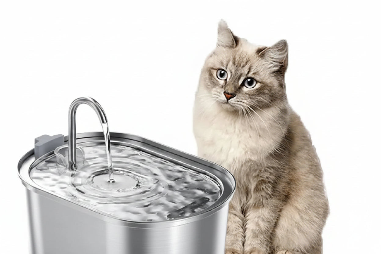 Fontaine à Eau Intelligente pour Chat – Inox 3,2L Double Filtration