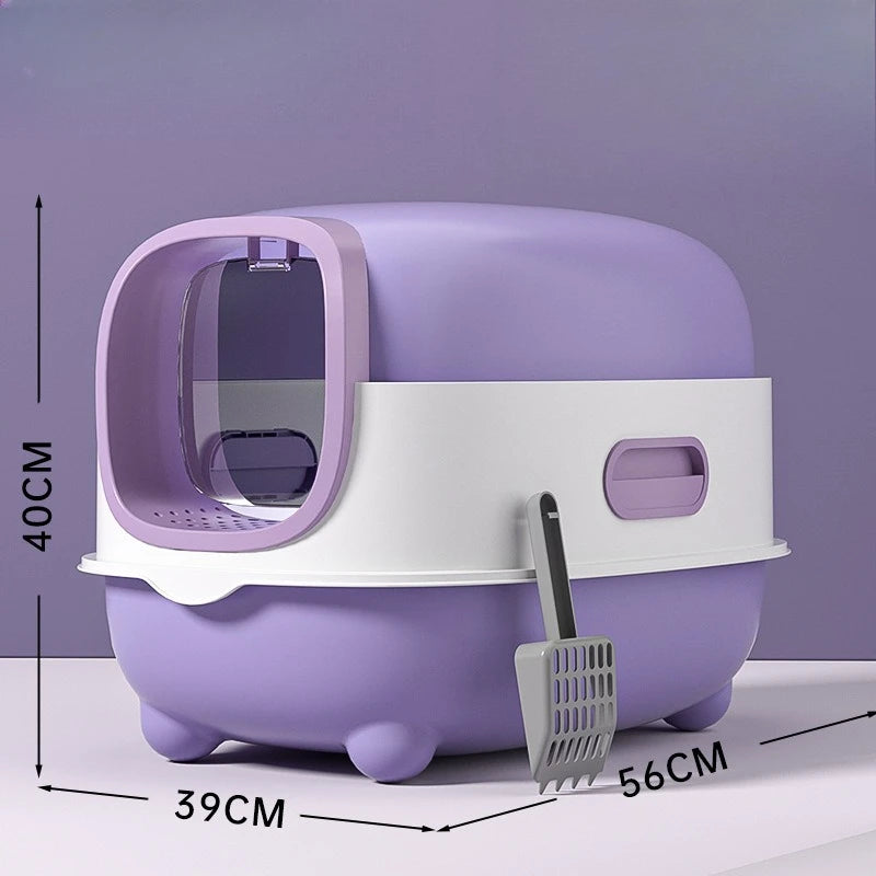 Enclosed Dome Cat Litter Box with Scoop - 40x39x56cm