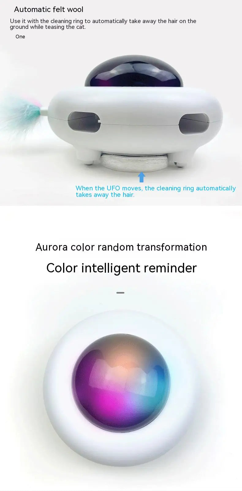 Jouet Interactif Chat UFO - Plumes Automatiques Rechargeable USB