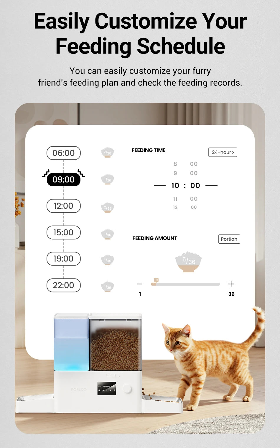 Distributeur automatique 2-en-1 blanc avec programmation de repas sur smartphone