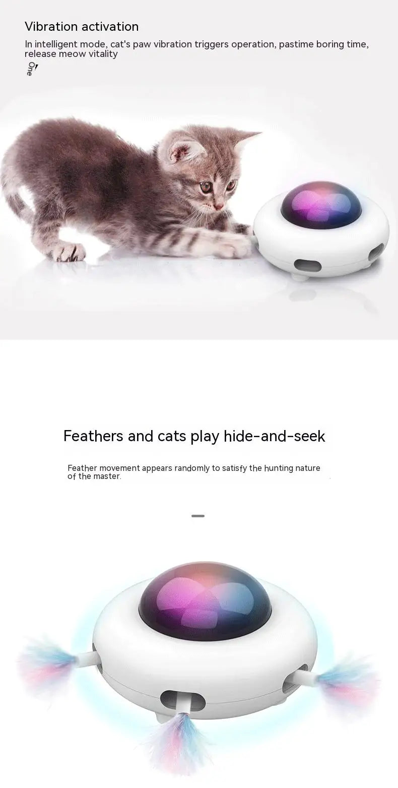 Jouet Interactif Chat UFO - Plumes Automatiques Rechargeable USB