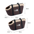 Sac de transport souple pour animaux, schéma des tailles: dimensions café et noir