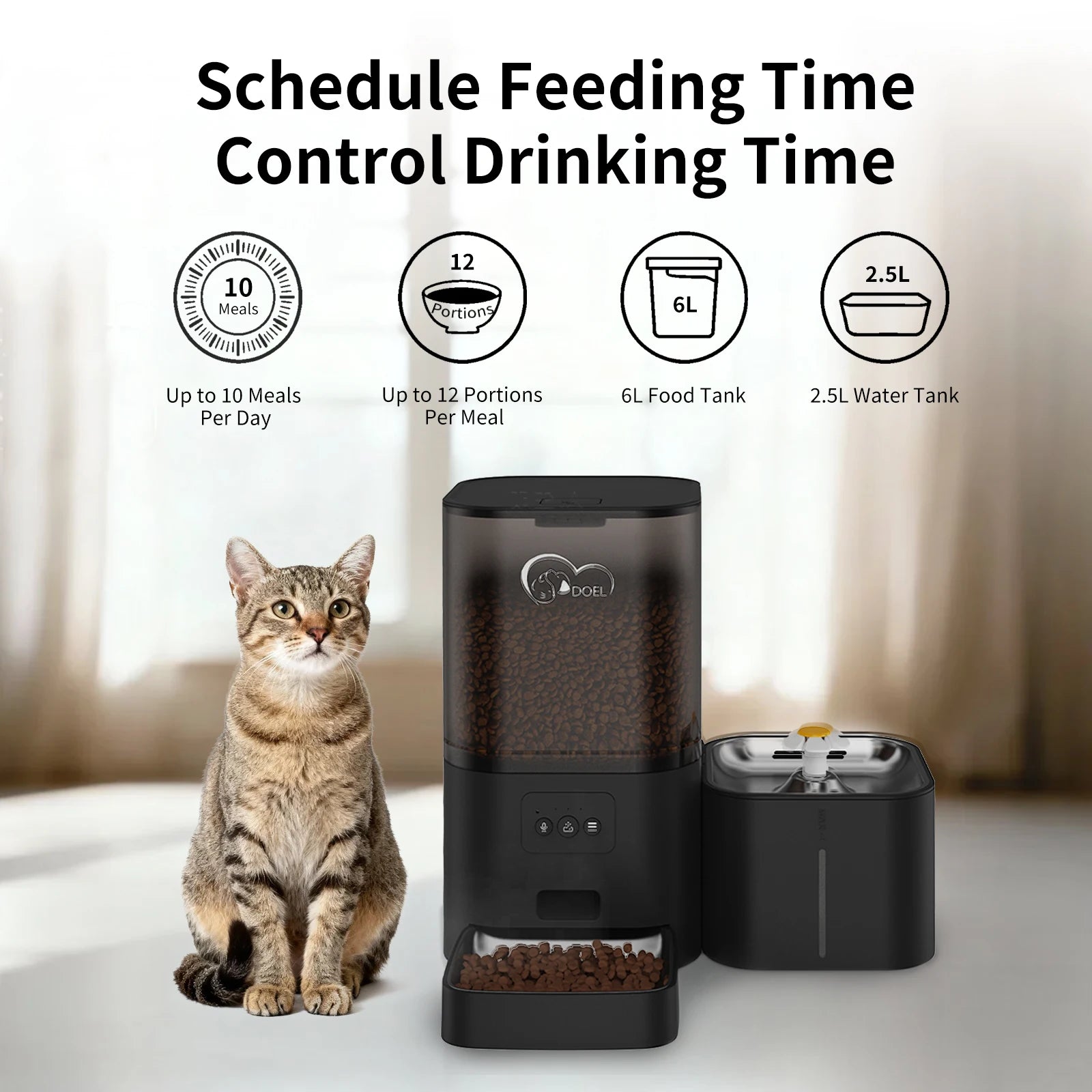 Distributeur Automatique 2-en-1 Chat - Croquettes & Fontaine