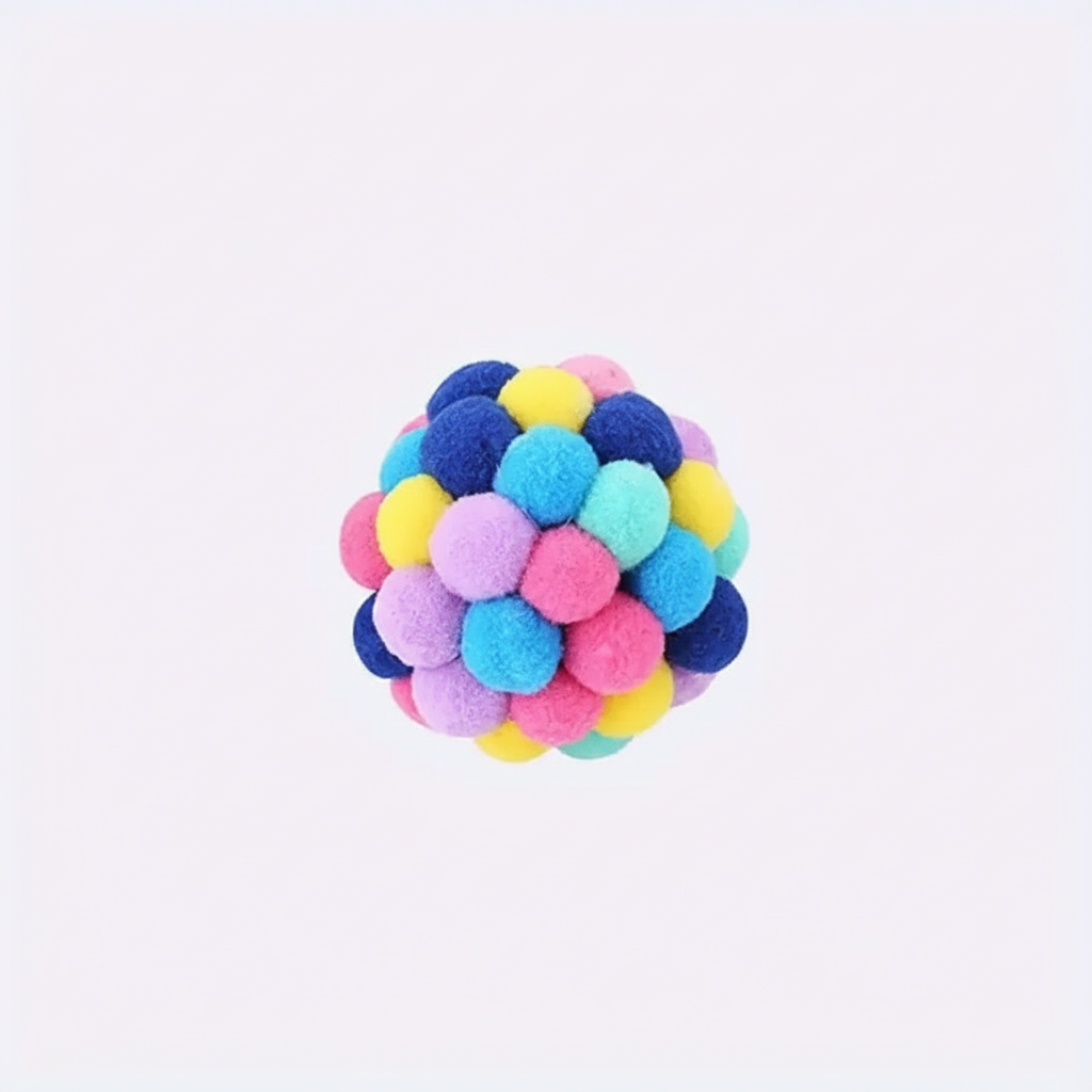 Balle interactive en peluche multicolore pour chat d’intérieur