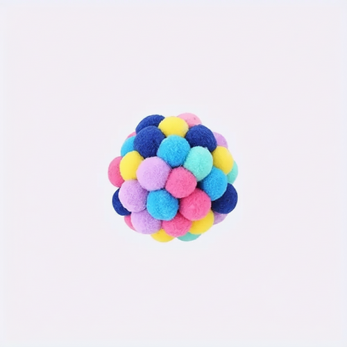 Balle interactive en peluche multicolore pour chat d’intérieur