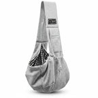 Écharpe de portage mains libres grise, sac sling pour transporter un animal