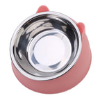15° Tilted Cat Bowl – Non-Slip Base, PP and Stainless Steel
