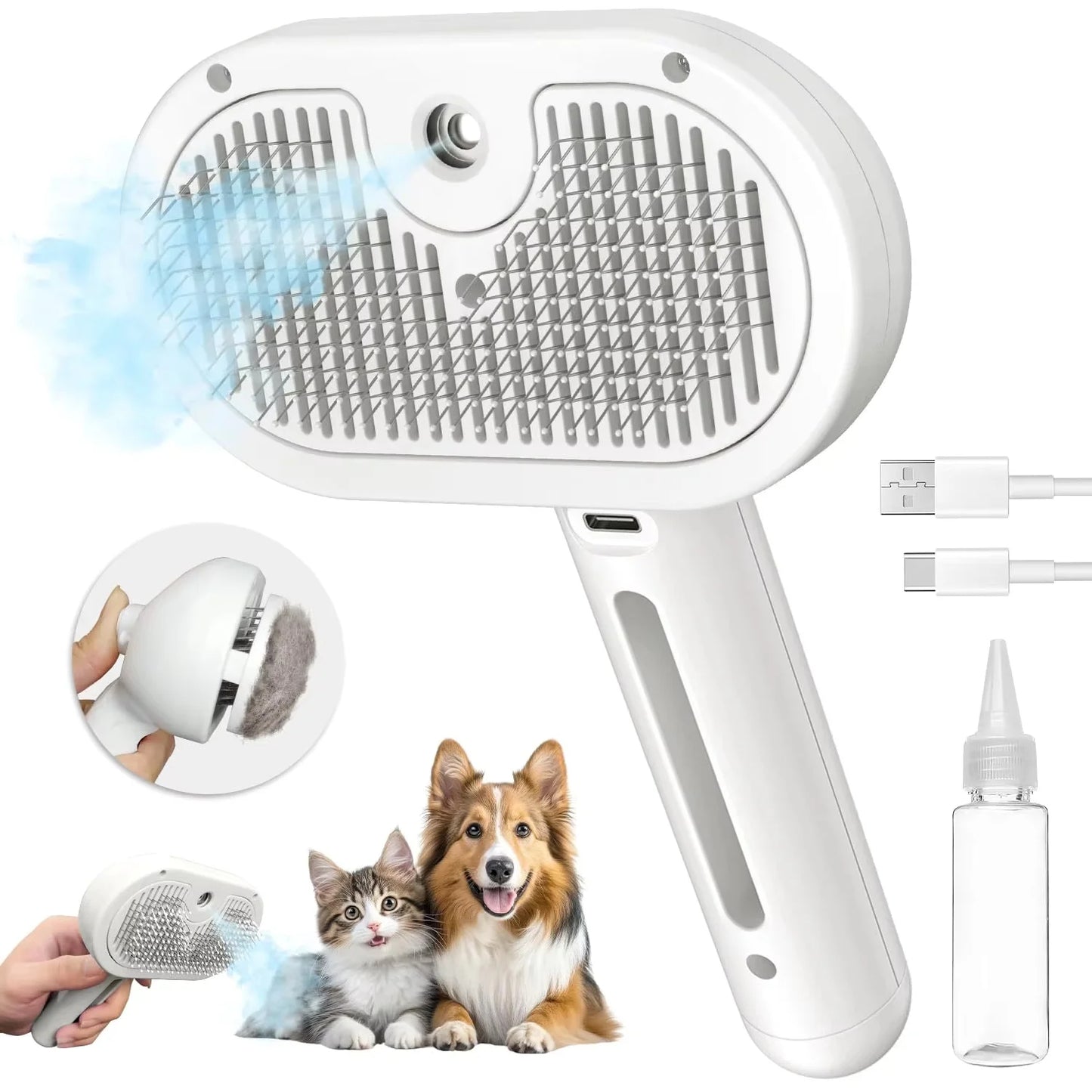Brosse Vapeur Démêlante 3-en-1 pour Chat & Chien