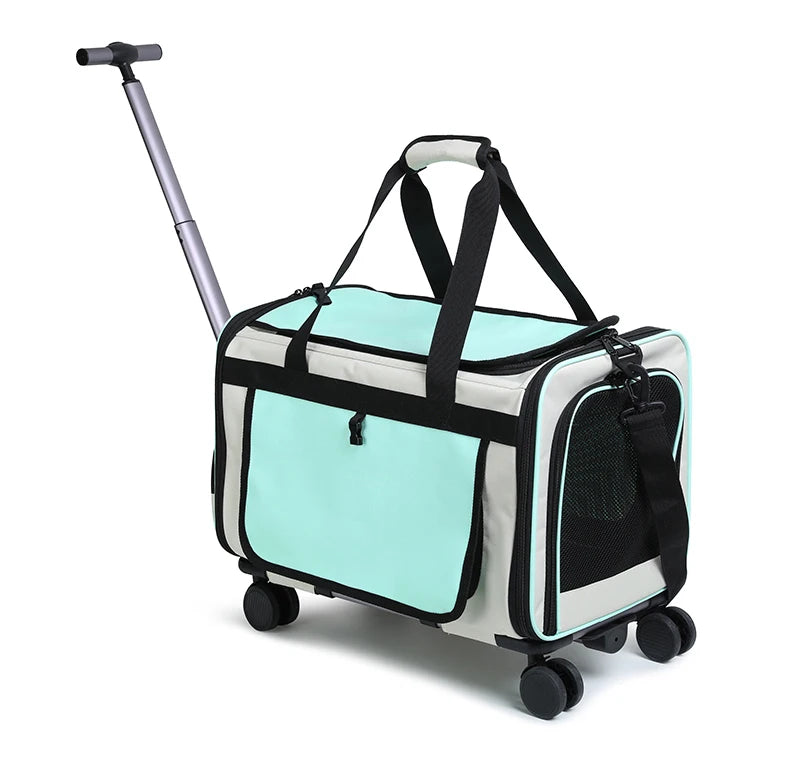 Sac de Transport à Roulettes pour Chat et Chien — Grande Capacité, Pliable, Cabine de Voyage