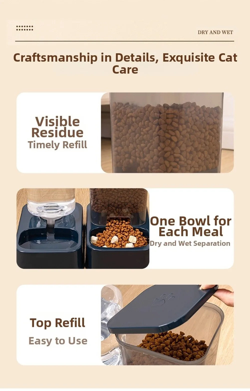 Distributeur Automatique de Nourriture pour Chat & Chien — 1,5L + Fontaine 1,2L
