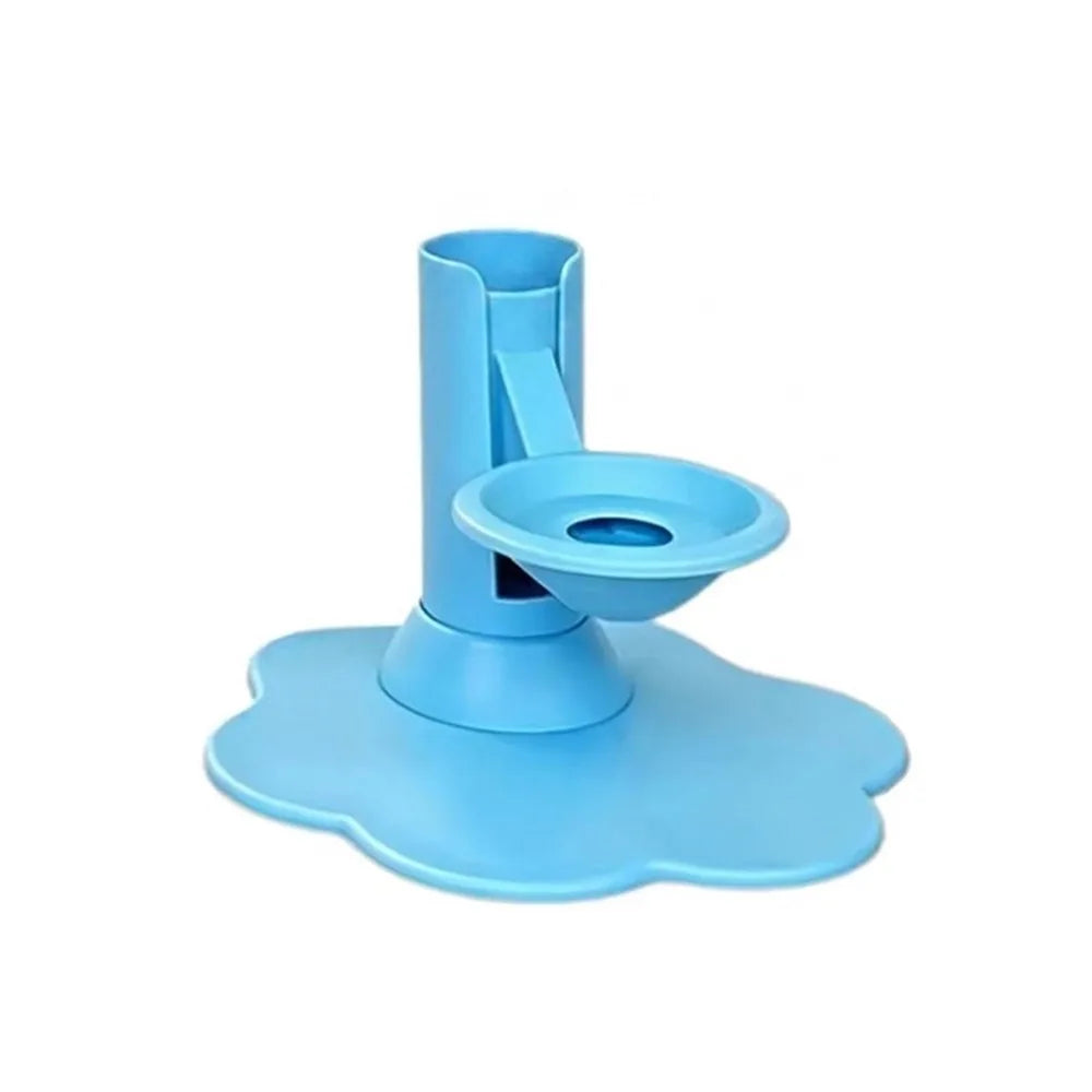 Fontaine à eau pour chat bleue, abreuvoir circulaire sur base large, sans récipient
