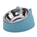 15° Tilted Cat Bowl – Non-Slip Base, PP and Stainless Steel