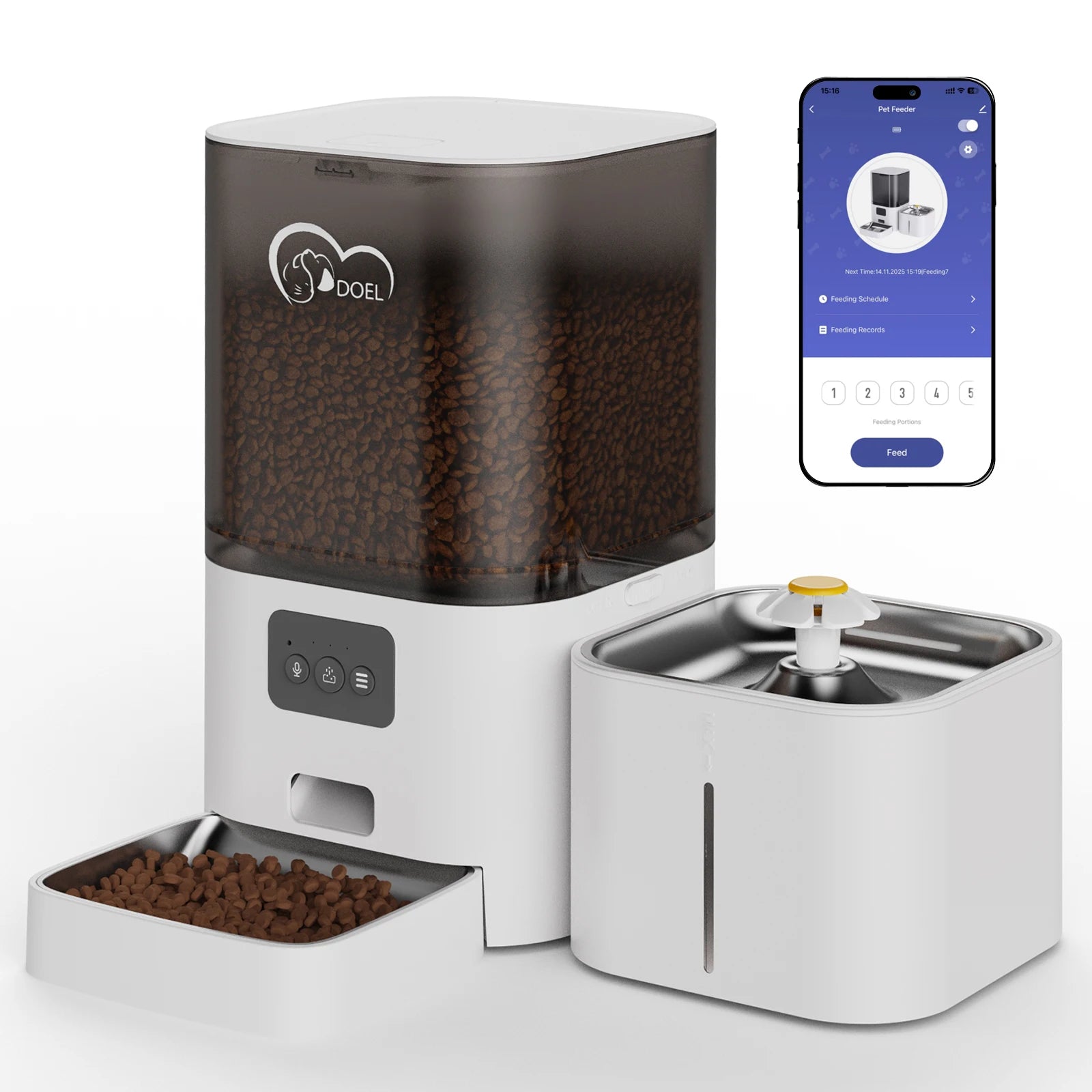 Distributeur Automatique 2-en-1 Chat - Croquettes & Fontaine