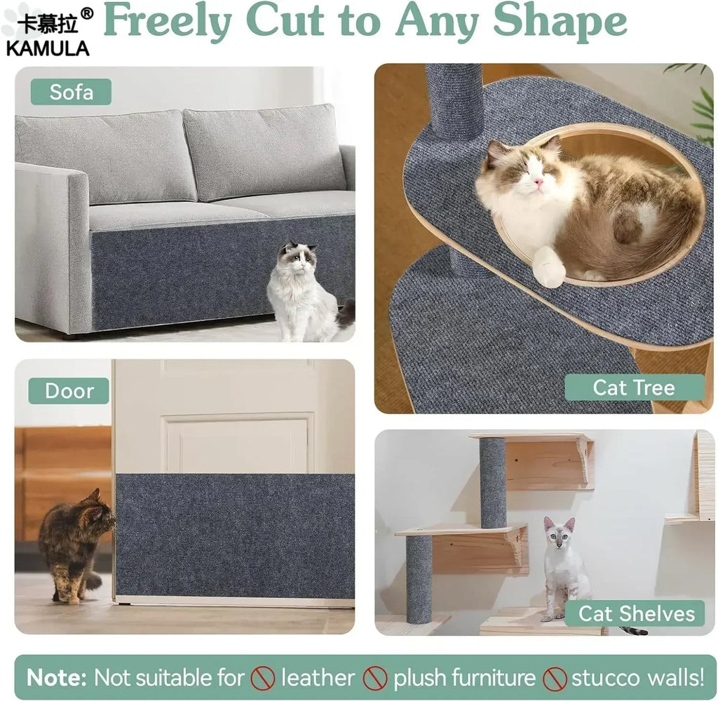 Tapis griffoir autocollant découpable, gris, pour meubles, portes et arbre à chat