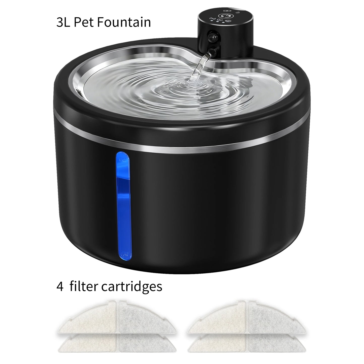 Fontaine à eau pour chat Labeka 3L - Batterie 4000mAh, pompe silencieuse, filtre multi-couches