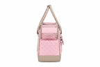 Sac de transport pour chat rose pâle avec panneaux matelassés et anses beige