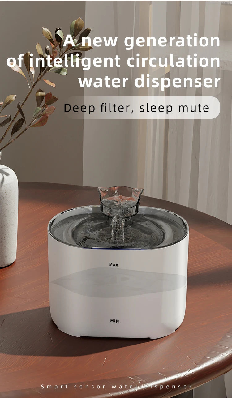 Fontaine à Eau Automatique pour Chat & Chien – 2L, Ultra-Silencieuse, Sans BPA
