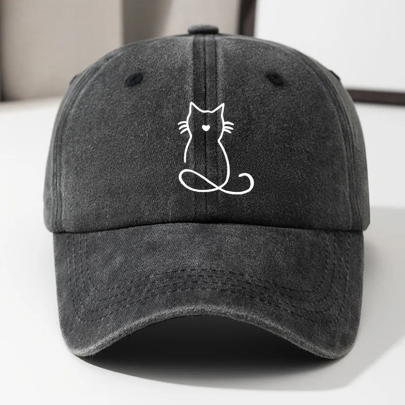 Casquette Baseball Motif Chat – Réglable Unisexe | 6 Coloris