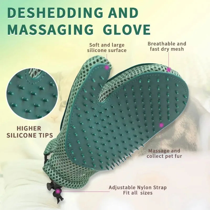 Double-Sided Pet Grooming Glove – Deshedding & Massage