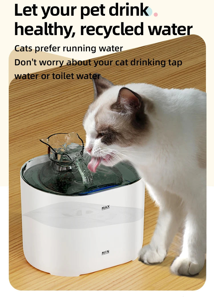 Fontaine à Eau Automatique pour Chat & Chien – 2L, Ultra-Silencieuse, Sans BPA