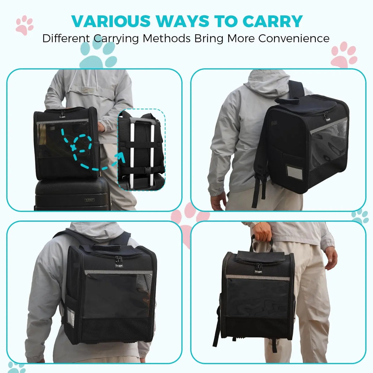 Sac à Dos de Transport Chat & Chien – Respirant, Pliable, jusqu'à 10 kg (34×27×40 cm)