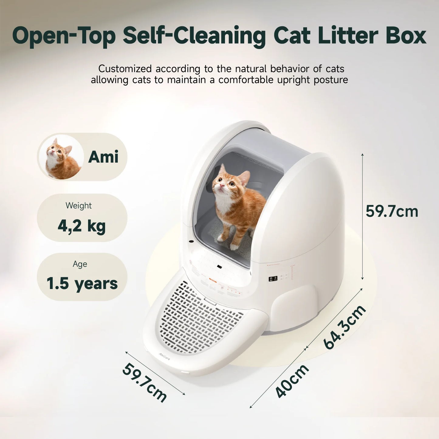 Litière Intelligente Auto-Nettoyante Amicura Cura 2 - Détection 360°