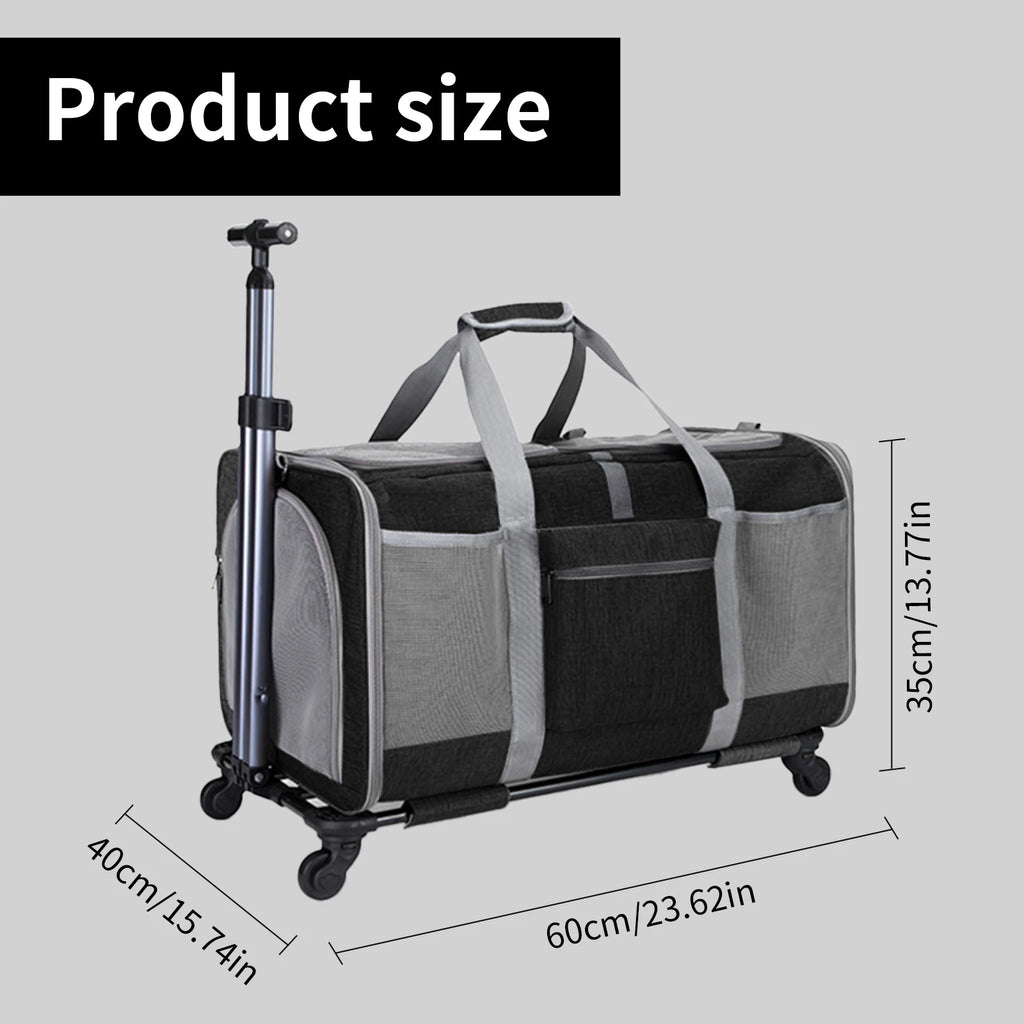 Sac de Transport Chariot XL pour Chat et Chien – Pliable, Roulettes Amovibles