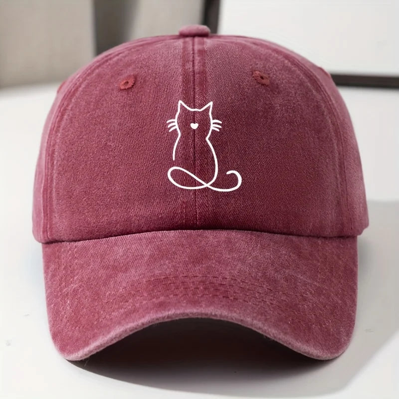 Casquette Baseball Motif Chat – Réglable Unisexe | 6 Coloris