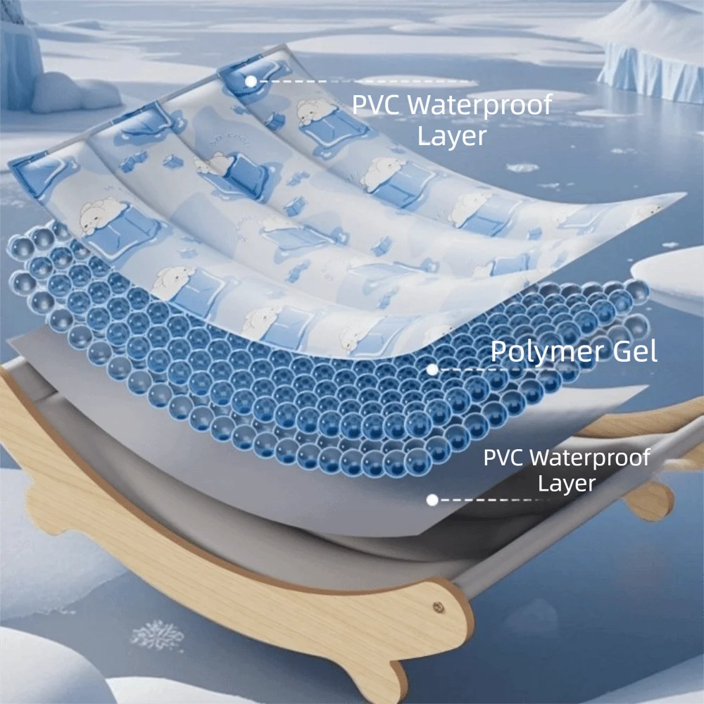 Transat rafraîchissant bleu avec couches de gel et housse imperméable