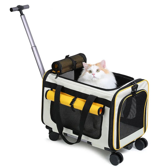 Sac de Transport à Roulettes pour Chat et Chien — Grande Capacité, Pliable, Cabine de Voyage
