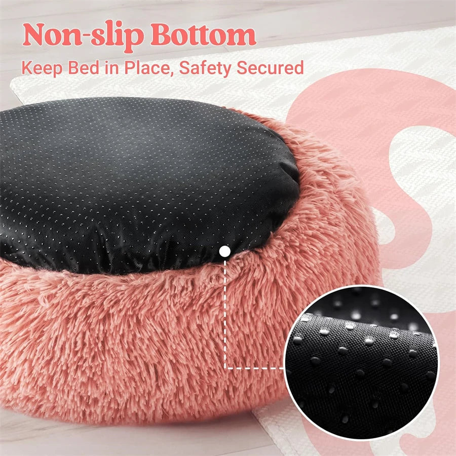 Panier Chat et Chien Douillet en Peluche - Lit Rond Confortable