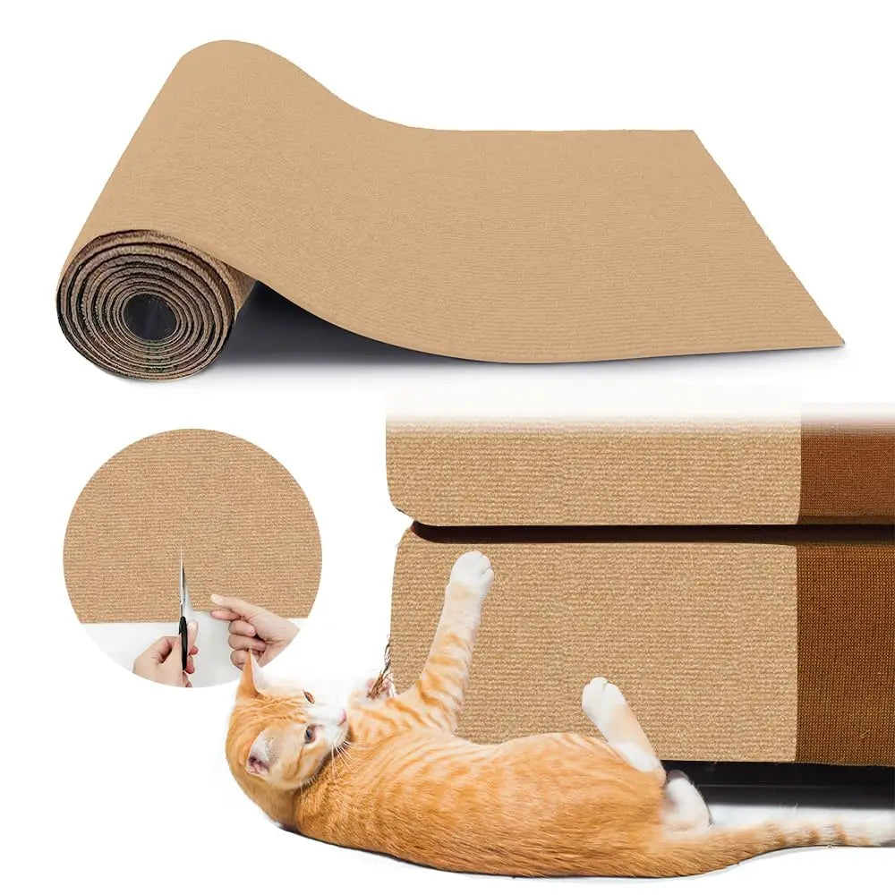 Tapis anti-griffes autocollant beige clair en rouleau et feuille découpable