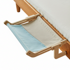 Nid suspendu pour chat en bois avec coussin bleu clair et face blanche