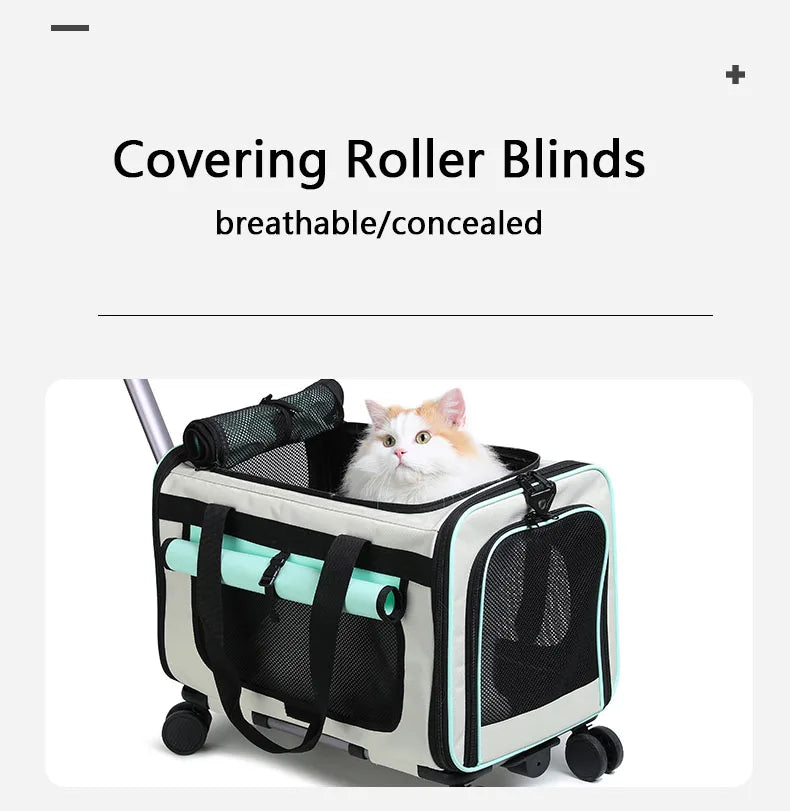 Sac de Transport à Roulettes pour Chat et Chien — Grande Capacité, Pliable, Cabine de Voyage