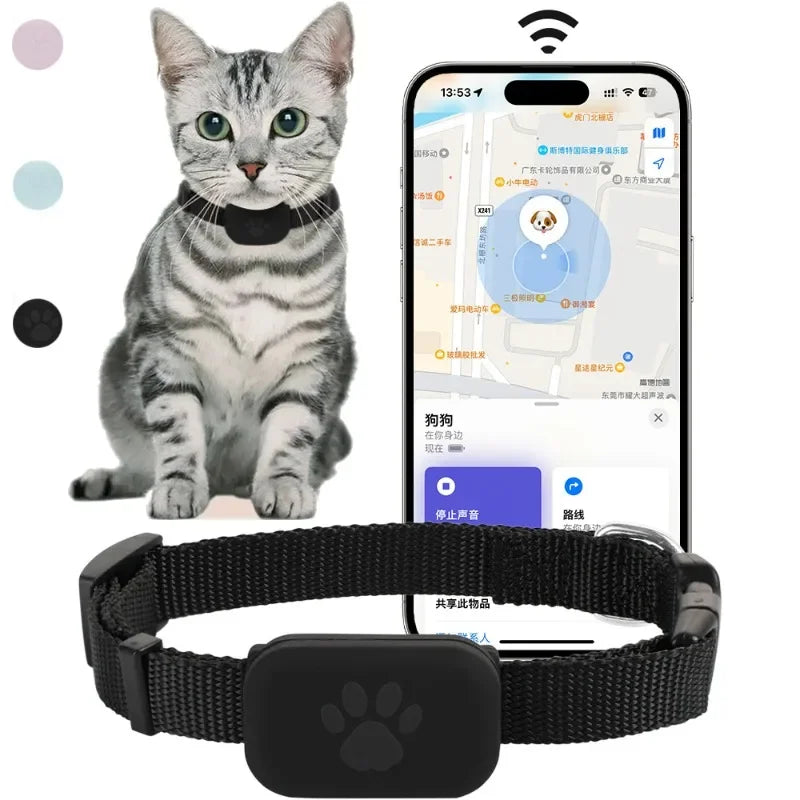 Collier GPS Tracker pour Chat et Chien – Compatible Apple Find My, Waterproof