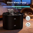 Fontaine à eau pour chat noire, jet d’eau central et bol d’eau en circulation