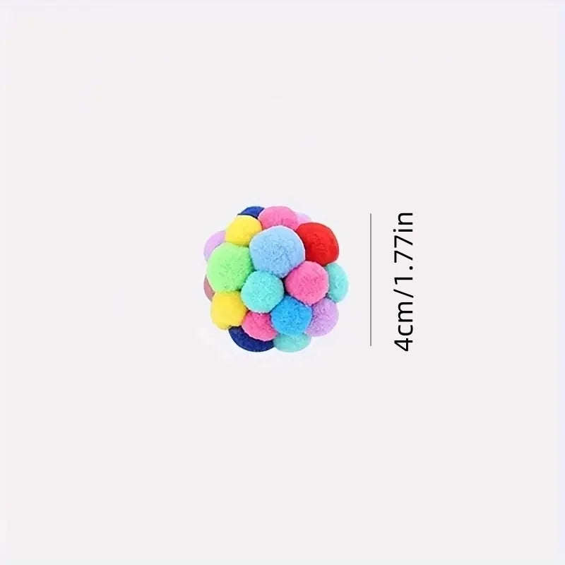 Balle en peluche à pompons multicolores, dimensions 4 cm