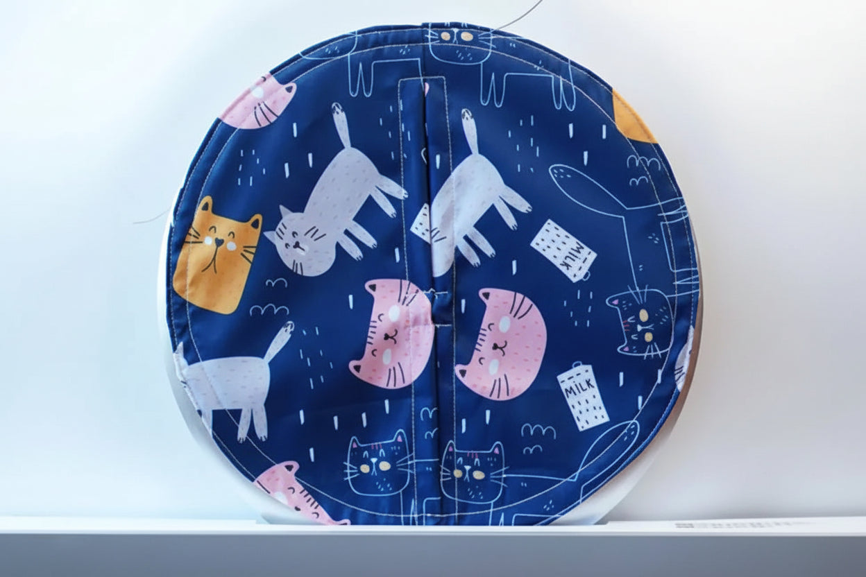 rideau anti odeur pour litiere couleur bleu motif chat