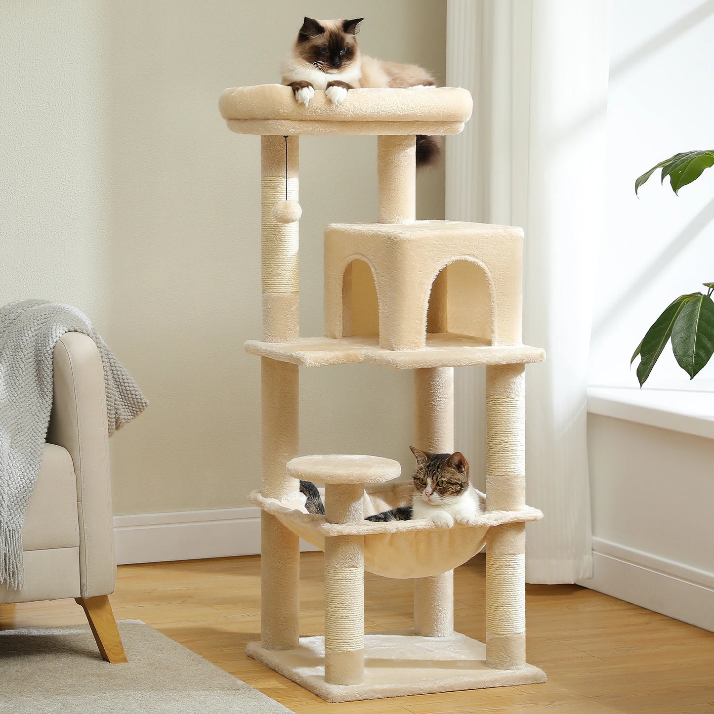 5-Tier Cat Tree — Large Cat Tower with Hammock & Perch for Large Cats
