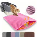 Tapis de litière pour chat double couche rose, motif alvéolé, antidérapant