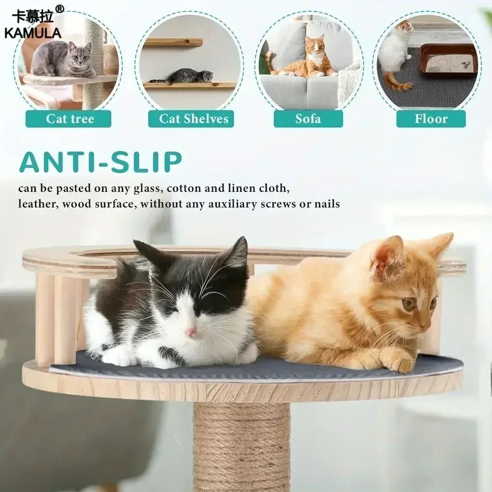 Tapis anti-griffes autocollant antidérapant, surface beige clair, avec deux chats