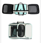 Sac de transport à roulettes pliable, panneaux ouverts et fenêtres en maille, blanc et noir