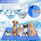Tapis gel rafraîchissant bleu pour animaux, coussin auto-refroidissant.