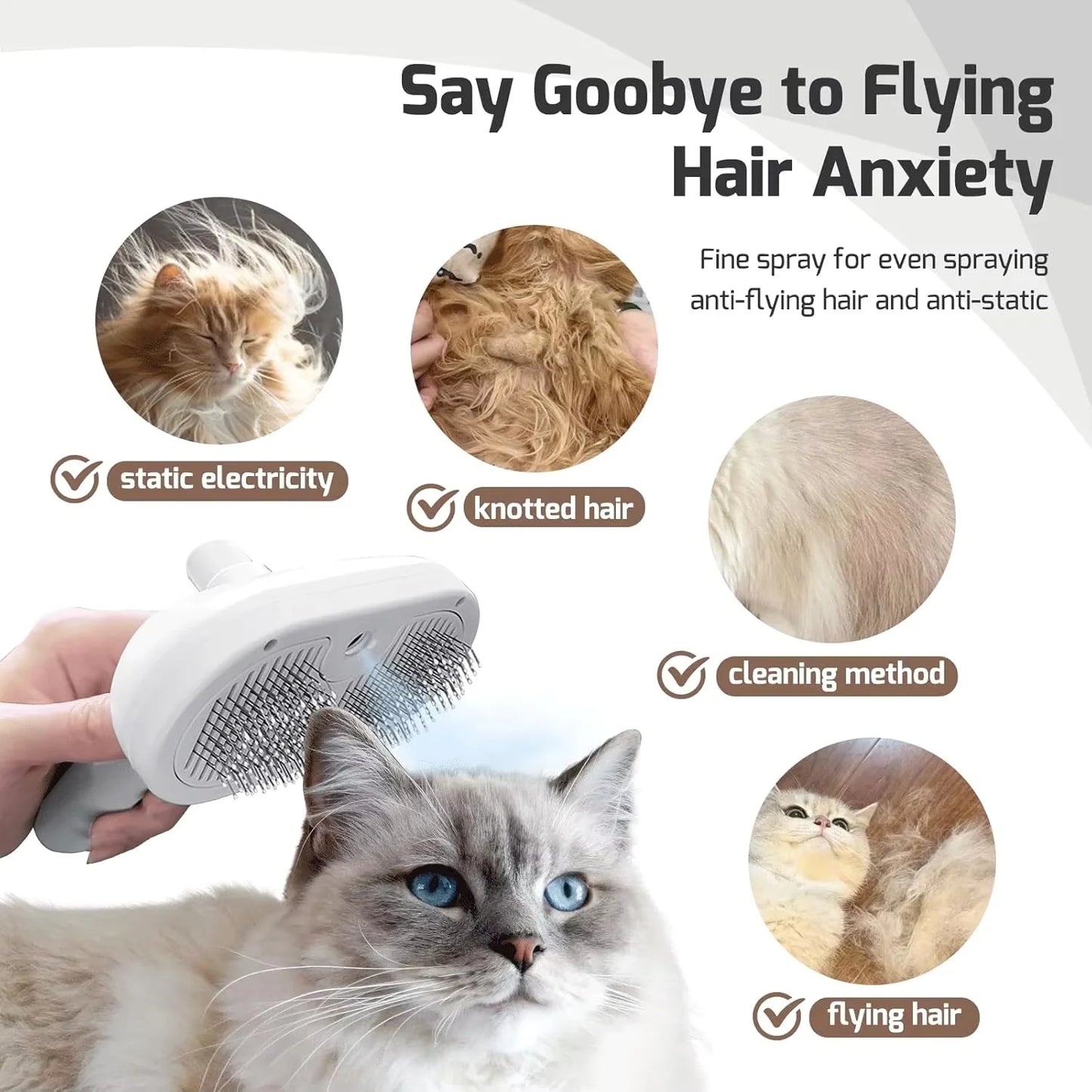 Brosse Vapeur Démêlante 3-en-1 pour Chat & Chien