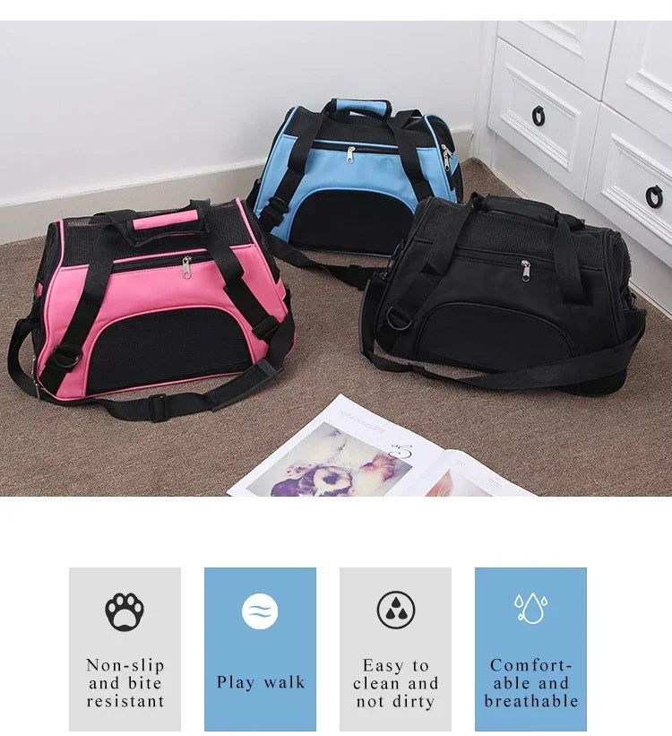 Sac de Transport Chat & Chien – Nylon Respirant Pliable S/M/L
