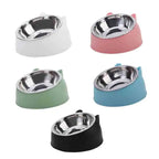 15° Tilted Cat Bowl – Non-Slip Base, PP and Stainless Steel